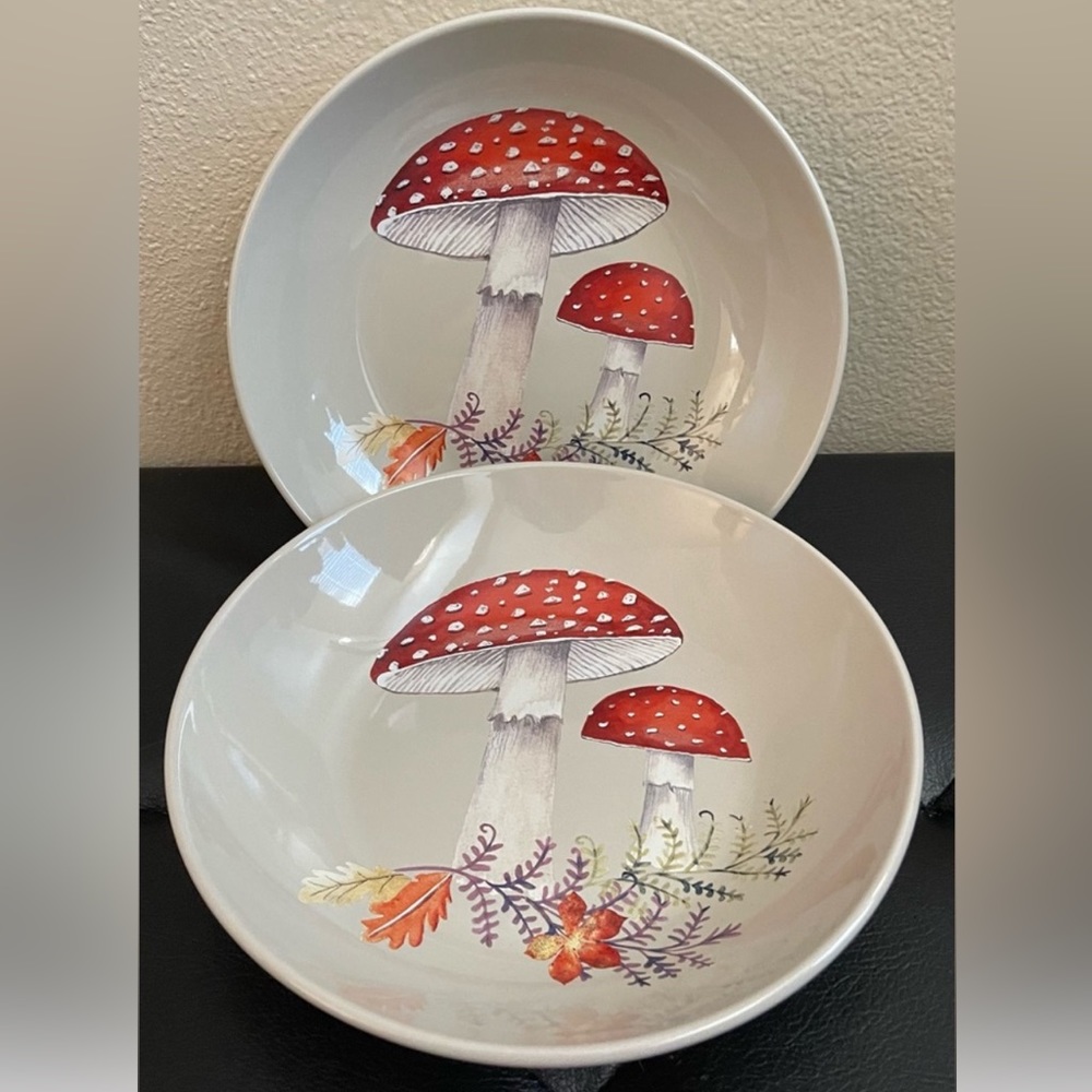 Harvest Green Studio set of 2 Mushroom Pasta Bowls